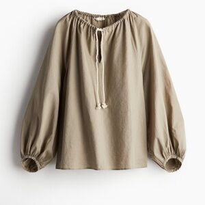 H&M Linen-Blend Popover Blouse Size Medium